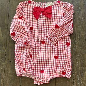 NWT Red and White Heart Romper